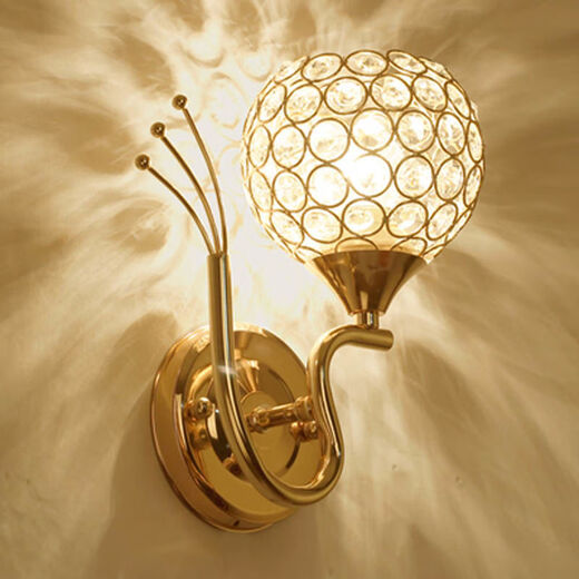 Yilin Wall Lamp Bedroom Wall Bedside Lamp Simple Modern Creative European American American LED Living Room Aisle Stair Lamp Gold 6001-1 Three Color + Pull Switch