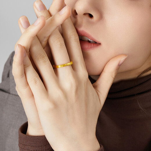 Lukfook Jewelry Pure Gold Love Square Ring Gold Ring Closed Ring Single Gift Price L07TBGR0006 No. 15-4.10g (including labor cost 201 yuan)