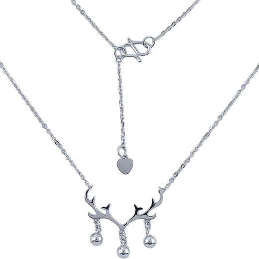 Lao Fengxiang platinum solid adjustable tassel bell Christmas elk antler chain platinum jewelry white gold about 4.3g
