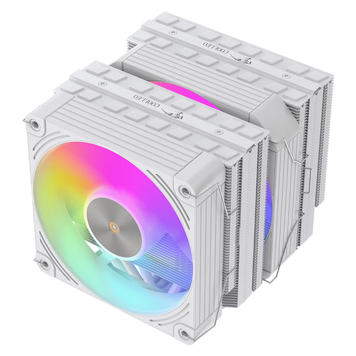 COOLLEO Coolio P60T performance version CPU tower 6 heat pipes (six copper tubes) dual tower radiator fan silent desktop computer air cooling AM5 AMD 1700 1200 Yitian P60T white performance fantasy version V2