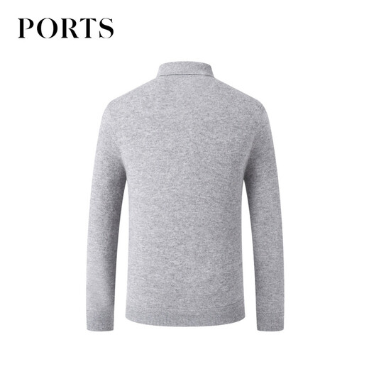 PORTS men's early autumn casual warm lapel sweater ML9K023KKW003 GRAY M