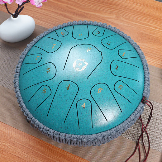 Assas ethereal drum 15-tone small 13-inch adult children beginner steel tongue drum birthday gift bear style - spotted green