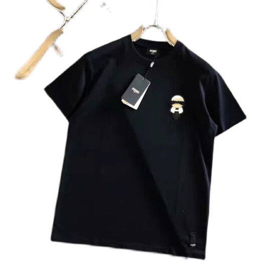 仓石一树潮牌高端轻奢男士T恤短袖夏季新款宽松休闲重磅情侣上衣 黑色 XL