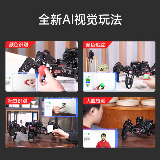 Fantasy Raspberry Pi 5/4b Hexaopian Spiderpi Programmable Intelligent AI Визуальное распознавание Robot OpenCV Визуальное распознавание Deluxe Edition (включая голосовой модуль) Материнская плата Raspberry Pi 5/8G Материнская