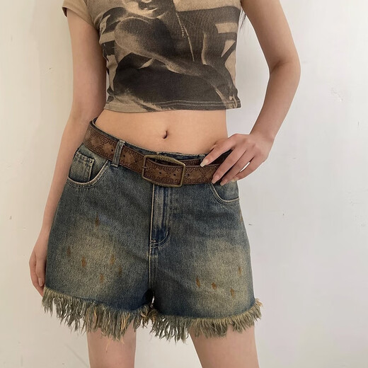 Wan Jiazhen American belt men's belt y2k female 2024 new style young hot girl with skirt high-end trendy retro brown brown unisex