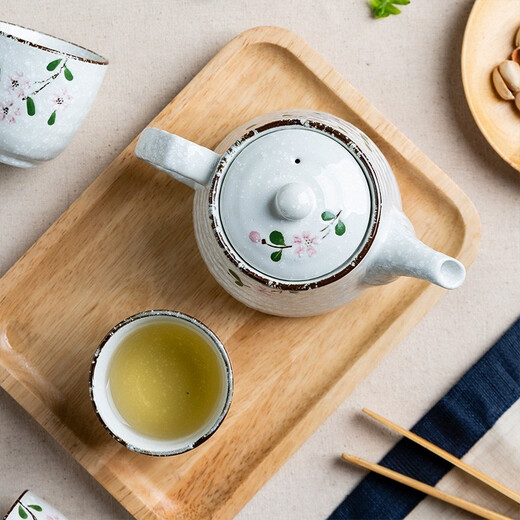 Fully suitable Japanese tea set hand-painted cherry blossom ceramic kettle teapot kung fu tea one pot five cups housewarming gift set
