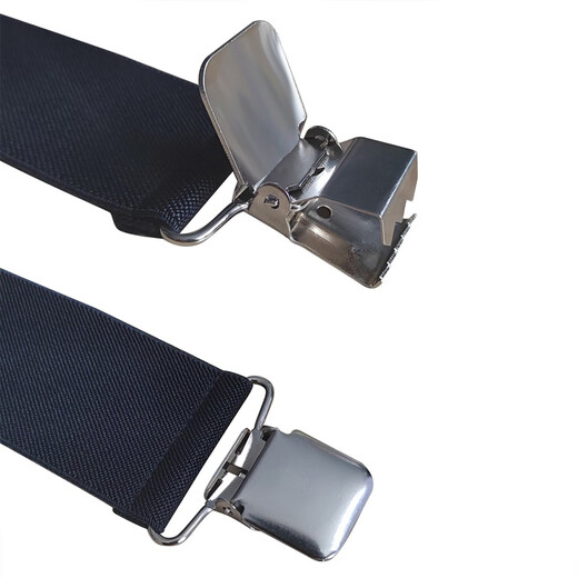Yufan 5cm elastic elastic men's strap clip 4 clamp X-type adjustable suspender trousers strap 02 Navy Blue Unicode

