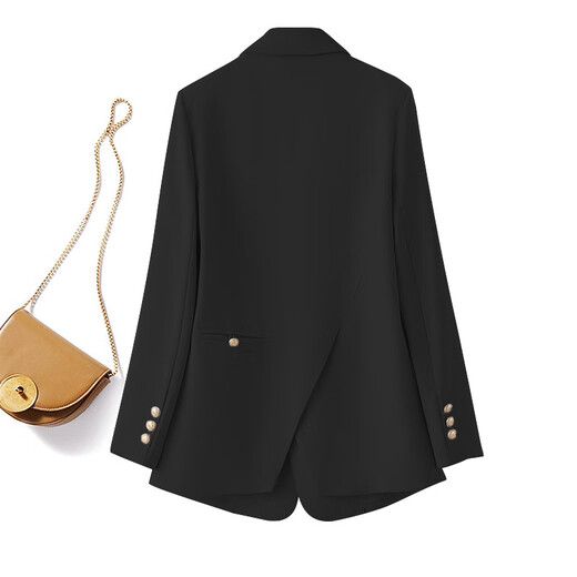 Guixuge casual small suit jacket for women 2023 spring and autumn new Korean style loose short suit women's business top black L (110-125Jin Jin equals 0.5kg)