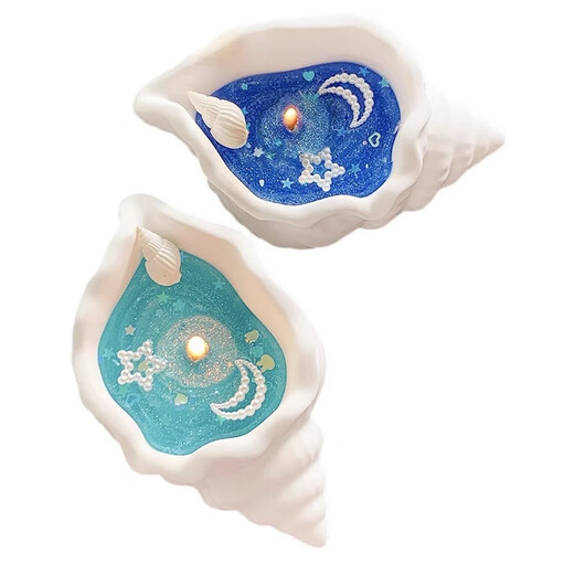 Ono Seven Days Conch Aromatherapy Candle Individually Packed Non-Natural Shell Handmade Gift Fragrance Jelly Wax Art Ornament Souvenir Ocean Jelly Wax Azure Upgrade