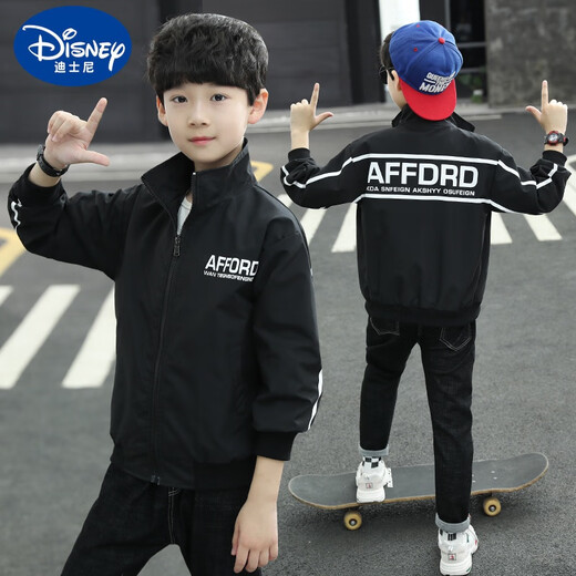 
Disney boys spring jacket baseball uniform 2025 new spring and autumn handsome boys mid-to-large children's clothes thin casual jacket dark green 120 cm