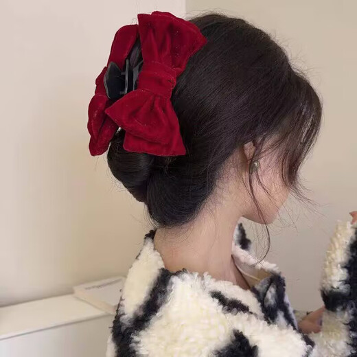 Beautiful National Day performance children's ball head grabber red small hairpin girl's bow hair accessories hairpin female hairpin headdress red diameter 6.5cm