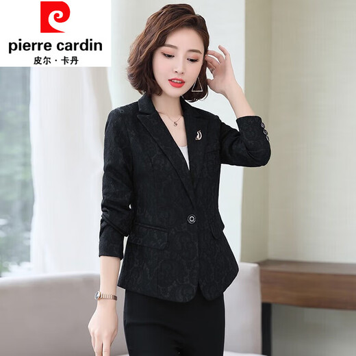 Pierre Cardin Early Autumn Lace Small Blazer Women's 2022 Spring and Autumn New Slim Fit Small Long Sleeve Casual Versatile Burgundy XL