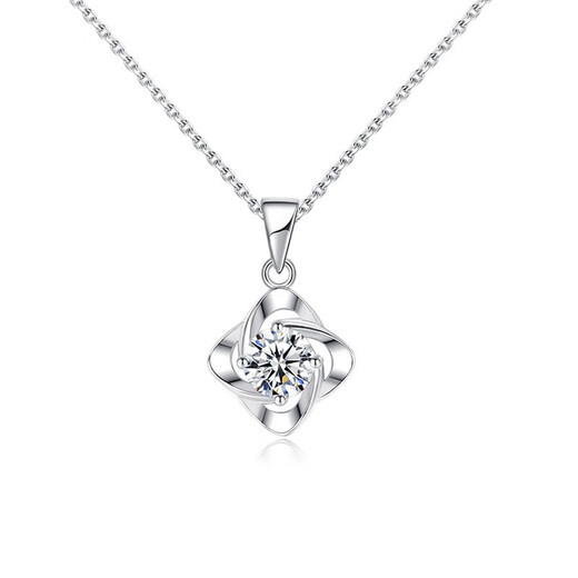 LAOLATU Four-leaf Clover Necklace for Women Platinum PT950 Pendant to Commemorate Love as a Birthday Gift for Girlfriend and Wife Platinum Model - Inlaid with Heart of the Ocean Topaz