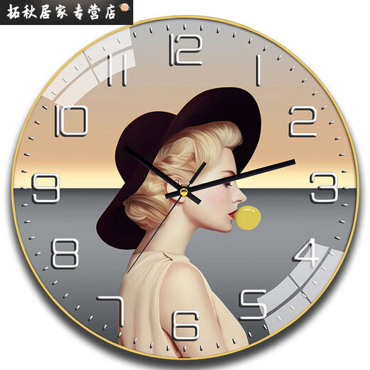 Montres, horloges murales, montres de salon de célébrités Internet à domicile, horloges murales de nouveau style, à la mode, à grande valeur, horloges en quartz sans trou, 6636 cerfs, 12 pouces (30 cm) en verre incurvé
