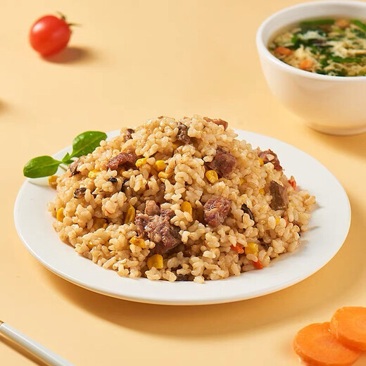 Qianqiantang instant brown rice, fitness meal replacement coarse grain set, convenient storage and instant food at room temperature, 5 packs of mushroom beef brown rice