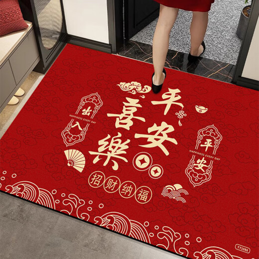 2025 New Year's New Year floor mats red and light luxury new Chinese style festive entrance door mats entrance door exterior door carpet silicone bottom crystal velvet YY1047 50*80CM suitable for indoor door