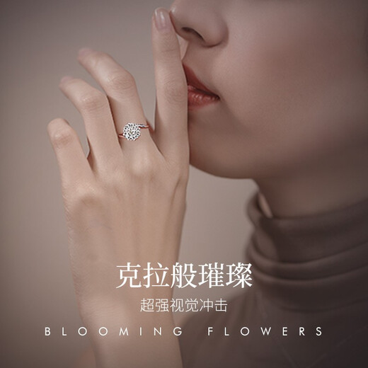 Happy diamond twisting arm women's flower diamond ring platinum wedding diamond ring women's group set diamond ring for girlfriend birthday gift 1 carat effect 18K gold total 17 points