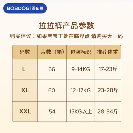 巴布豆（BOBDOG）淘气菠萝拉拉裤超薄透气尿不湿纸尿裤婴儿夜用超薄贴合弱酸呵护 拉拉裤 XXL54片【28-34斤】
