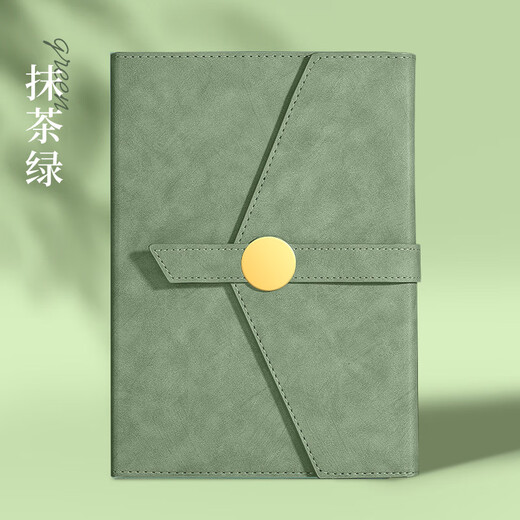 笔记本定制礼盒套装商务高档新款纪念礼品本子小众高档保温杯雨伞笔企业公司活动伴手礼订制可印logo 15042-A5圆扣抹茶绿【单本装】