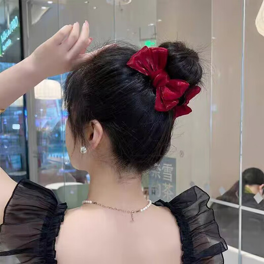 Beautiful National Day performance children's ball head grabber red small hairpin girl's bow hair accessories hairpin female hairpin headdress red diameter 6.5cm