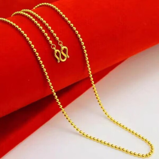 Yingtang Old Phoenix Gold Store model 999 gold-plated silver water wave necklace women's silver personalized bead chain clavicle chain gold-plated silver-proof water wave chain 60 cm about 8 grams Lao Fengxiang's same style