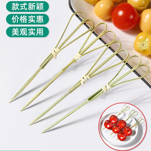 Millennium Lovewood disposable fruit skewers, artistic flower skewers, bamboo skewers, creative candied haws skewers, burger skewers, snack decoration skewers, red scissor skewers 12cm (100 pieces)