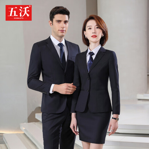 Wuwo 70% wool suit suit for men and women thin bank 4s hotel manager president official sales employee suit women's navy suit + trousers XL