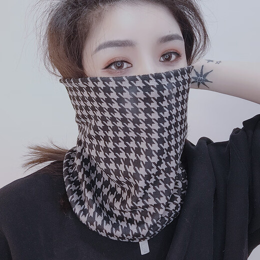 蒂潤石（DIRUNSHI）秋冬季沙滩面罩围脖男女款加厚保暖套头脖套户外沙滩防寒护颈面罩 3890黑蓝格 均码