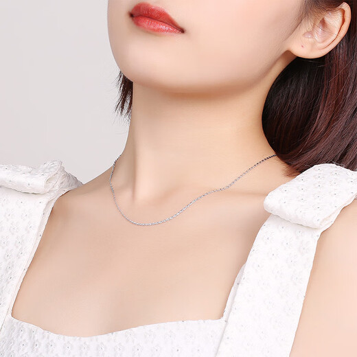 Saturday Fu PT950 platinum necklace plain chain female gold star chain PT057316 about 2.53g 40cm birthday gift