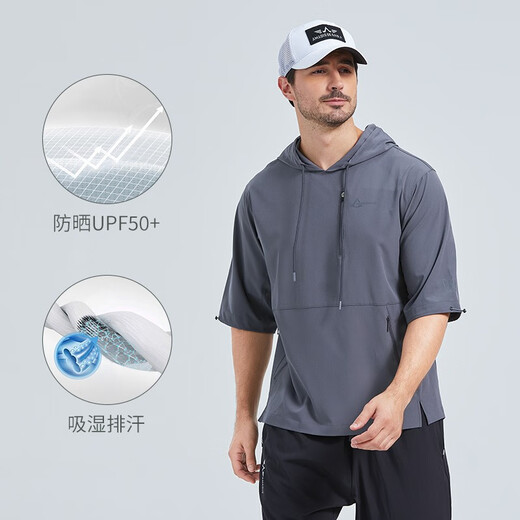 Amadeus Degora fishing suit men's summer outdoor sports quick-drying breathable sun protection clothing ice silk thin hooded short-sleeved Longjing Green L