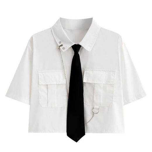 
Yimuqi Korean retro college style girls suit 2023 summer sweet and cool suit female students Korean style loose college style lining black shirt + work skirt 1389# XS suggested 80Jin [Jin equals 0.5 kg] below
