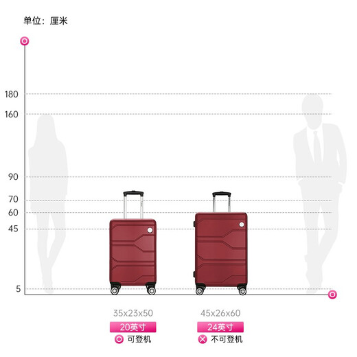 Diplomat外交官行李箱磨砂款旅行结婚箱可登机万向轮密码拉杆箱TC-690系列 红色 20英寸 -适用短途【可登机】