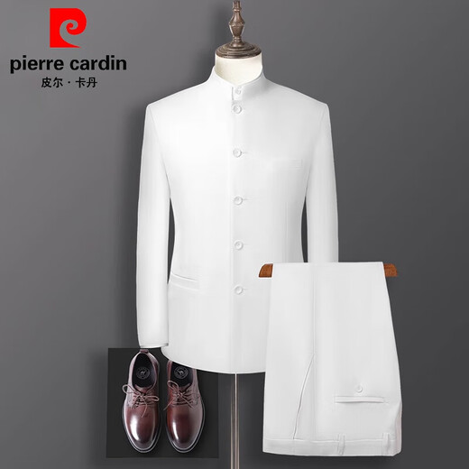 Pierre Cardin Chinese tunic men's suit, middle-aged and young people, slim-fitting Chinese stand-up collar, performing Chinese style wedding, groomsmen, Chinese style, navy blue clothes and pants 165, weight 100 to 110 Jin Jin is equal to about 0.5 kilograms
