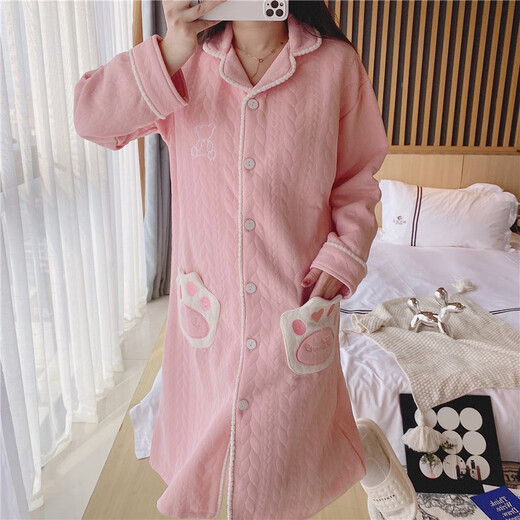 Cao Jingjia Falda de confinamiento de otoño e invernal con almohadilla de cofre Mujeres embarazadas El pijama espesado para la falda del parto en el otoño y el hospital de invierno El examen prenatal de la falda puede alimentarse con QSY2694# rosa 4xl (adecuado para 180-200Jin [Jin equivale a 0.5 kg])