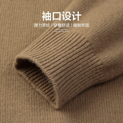 Shanshan (FIRS) thick pure wool round neck sweater for men's autumn new business solid color casual knitted warm sweater 692 camel S (165)