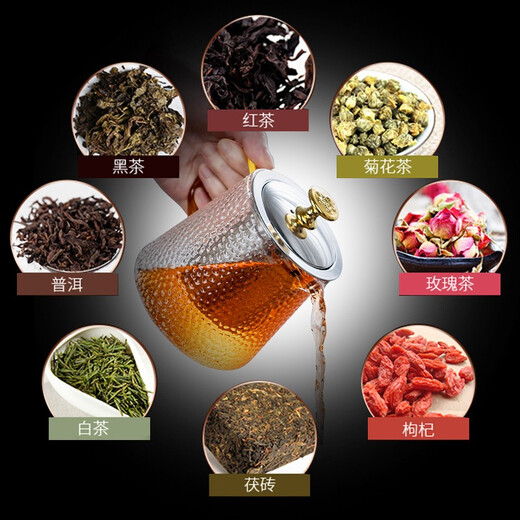 Zhengyang glass tea set set for home small set of Kung Fu tea cups simple transparent black tea tea set office living room tea elegant pot (dragon cup/six colors) cup holder + rectangular (striped) white