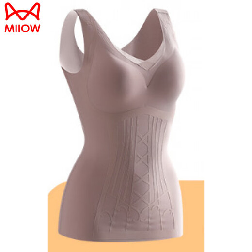 
Cat Man (MiiOW) shaping body vest for women without marks, breast straps, no wear bra, large size belly, small belly body shaping jacket, khaki L