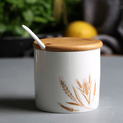 Jingyi Oil Spicy Jar Ceramic Seasoning Jar Salt Jar Sugar Jar Vinegar Pot MSG Jar Sesame Oil Jar Seasoning Jar Bottle Salt Jar Oil Spill Ancient Shape Blue and White