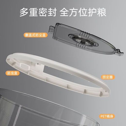 Supor's same style rice bucket, insect-proof and moisture-proof with cover, grains, rice flour storage bucket, rice tank, rice storage box 20Jin Jin is equal to 0.5kg, free measuring cup, dust-proof and insect-proof/timer