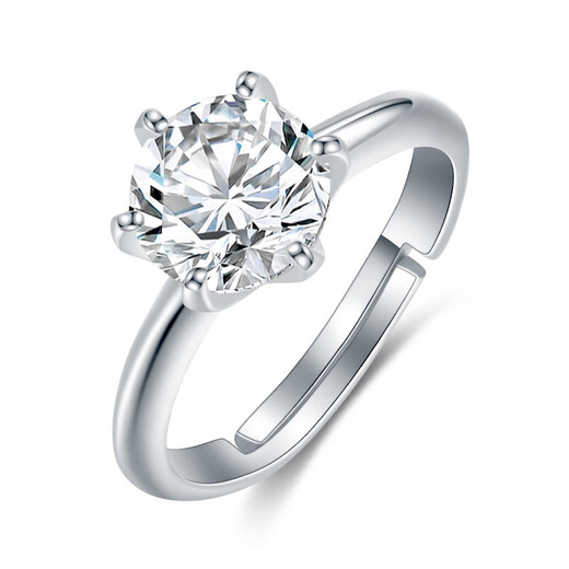Moissanite classic six-claw one-carat women's living ring women's gift jewelry collection queen's diamond ring classic one-carat bull's head