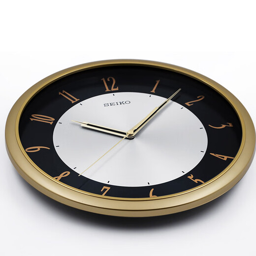 SEIKOseiko Japanese Seiko Clock Fashionable simple clock metal clock face 12-inch living room hanging watch wall clock Gold 753AG