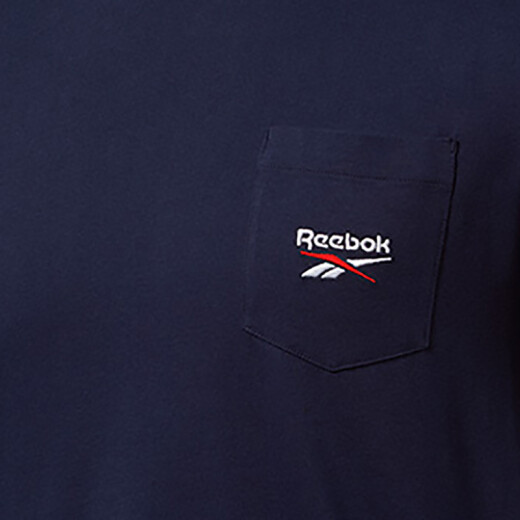 Reebok锐步官方情侣款TEE纯色休闲基础LOGO款舒适圆领经典短袖T恤 FT7373_藏青色 M