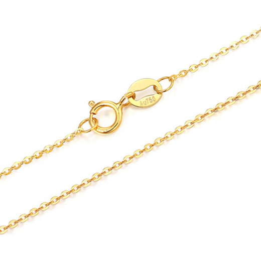 Li Shen stamped gold color 18k gold necklace women's gold K gold water ripple gold gold chain thin plain gold O-shaped chain K gold color about 2.0mm50cm thick