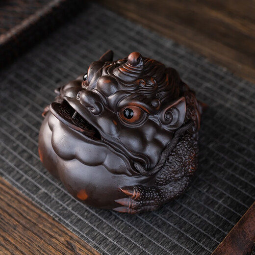 Mingke purple clay and purple pottery Kirin tea pet ornaments boutique can grow tea table tea table ornaments high-end lucky tea toy tea set prosperity and wealth purple pottery Chacha