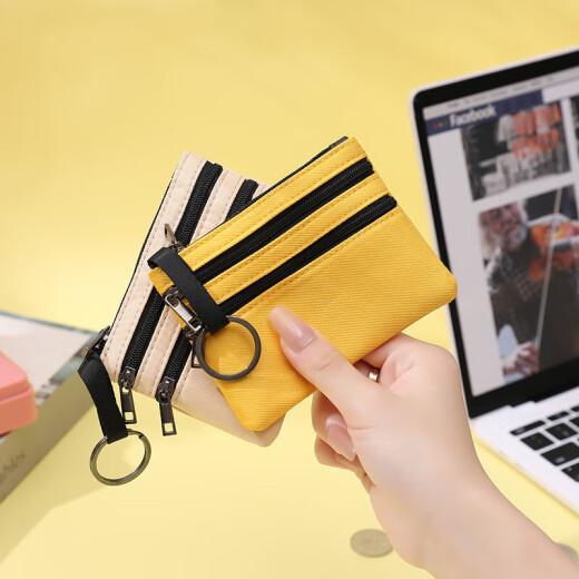 Jiemo Coin Wallet Women Leinwand Handhält kleiner Beutel Student Kurzmini kleiner Geldbeutel Kartenbeutel Herren Reißverschluss Key Coin -Tasche Schwarz