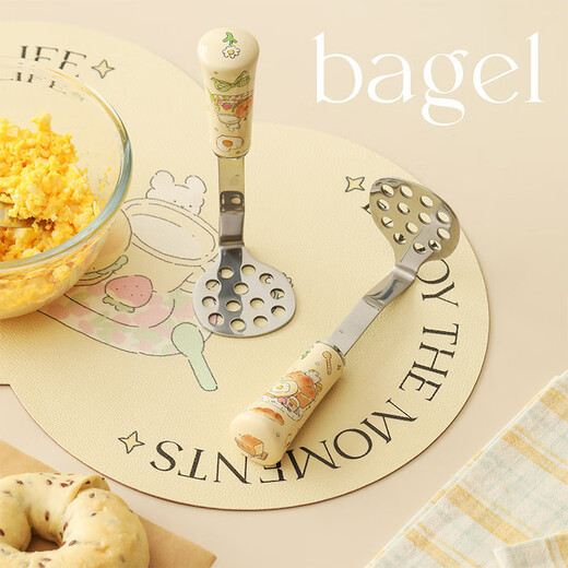 Blue Lotus Blue Lotus Panda Little Flower Stainless Steel Potato Mashed Masher Masher Household Baby Food Tool Artifact Bagel Style Swipe right to see picture 2 for details