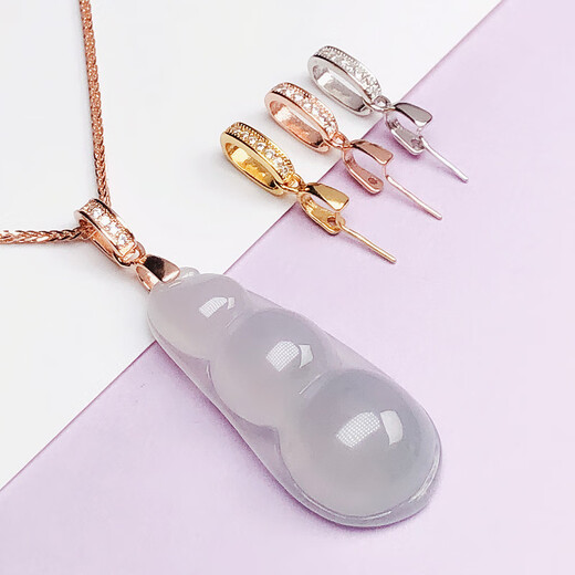 Fat Donglai's same style 18k gold necklace universal buckle gold pendant buckle head jade pendant peace buckle jade pendant large rose gold