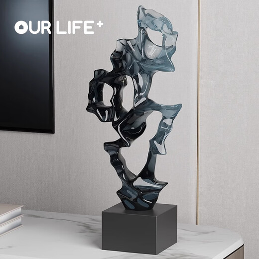 Ole's Taihu stone sculpture ornaments, housewarming gifts, living room entrance wine cabinet decorations, simple abstract crafts, medium transparent Taihu stone, 49 cm high