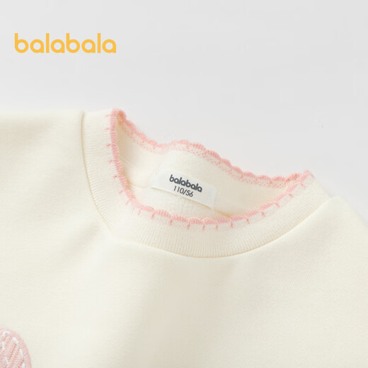 Balabala children's clothing girls' sweatshirts plus velvet autumn and winter tops are sweet and cute