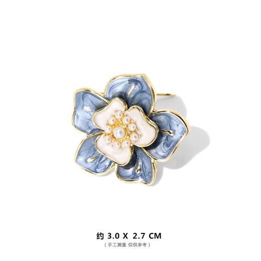 Kuban pig high-end small fragrance camellia brooch temperament enamel painted flower brooch jacket suit accessories corsage haze blue camellia back brooch